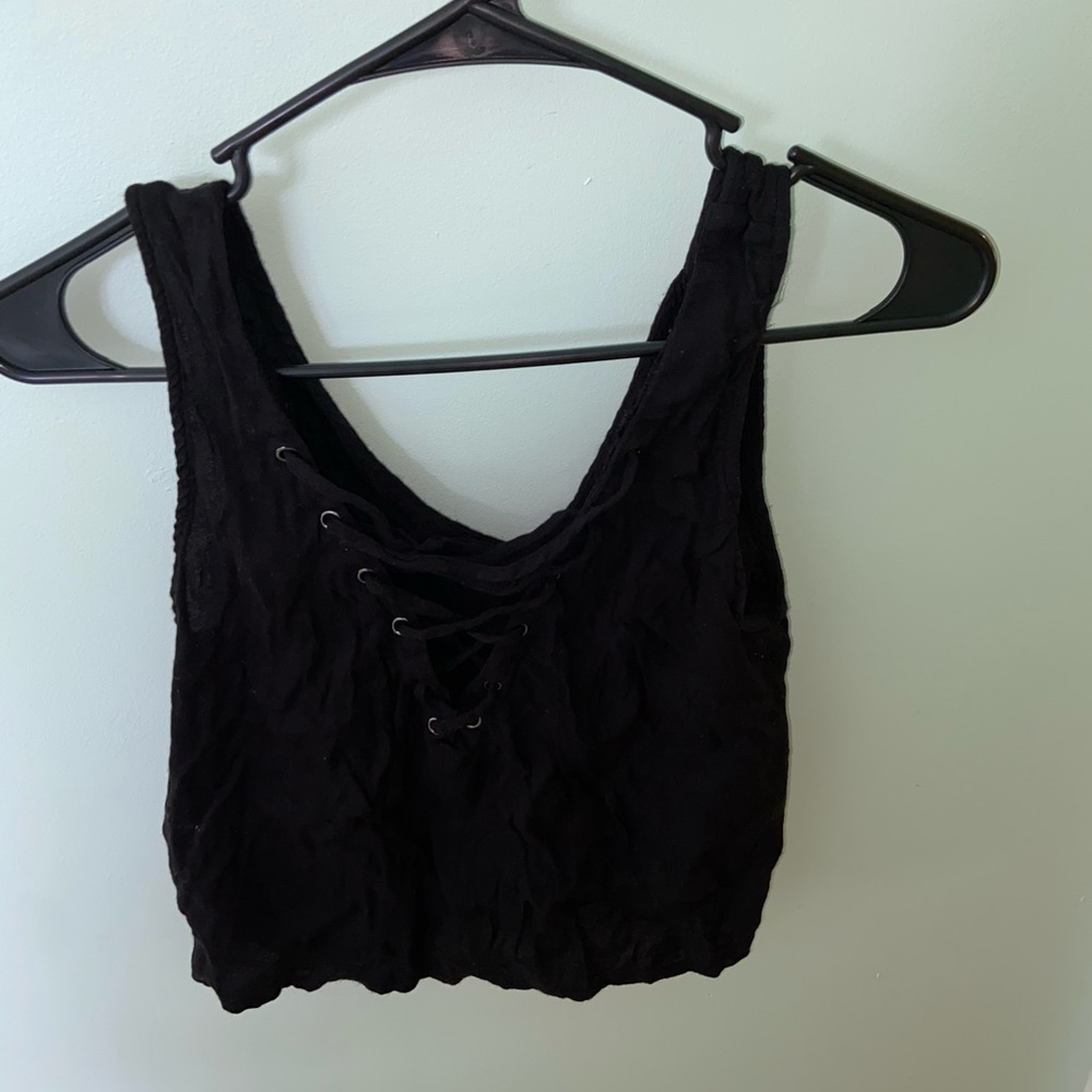 Forever 21 Black Criss Cross Crop Top